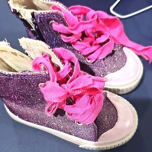 Austin Trading Sparkle Ribbon High Top Baby Toddler 5 Pink Purple